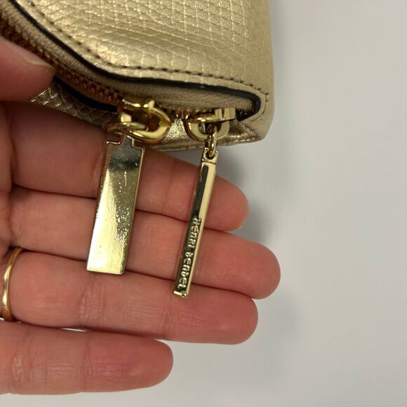 Henri Bendel Gold Lizard Embossed Leather Foldover Clutch - Picture 3 of 8